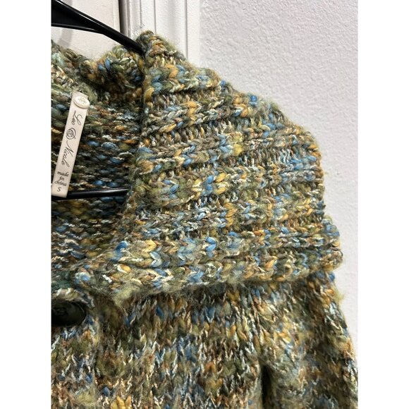 Leo and Nicole Multicolor Knit Cardigan Oversized Shawl Collar Sz Small - Picture 6 of 11